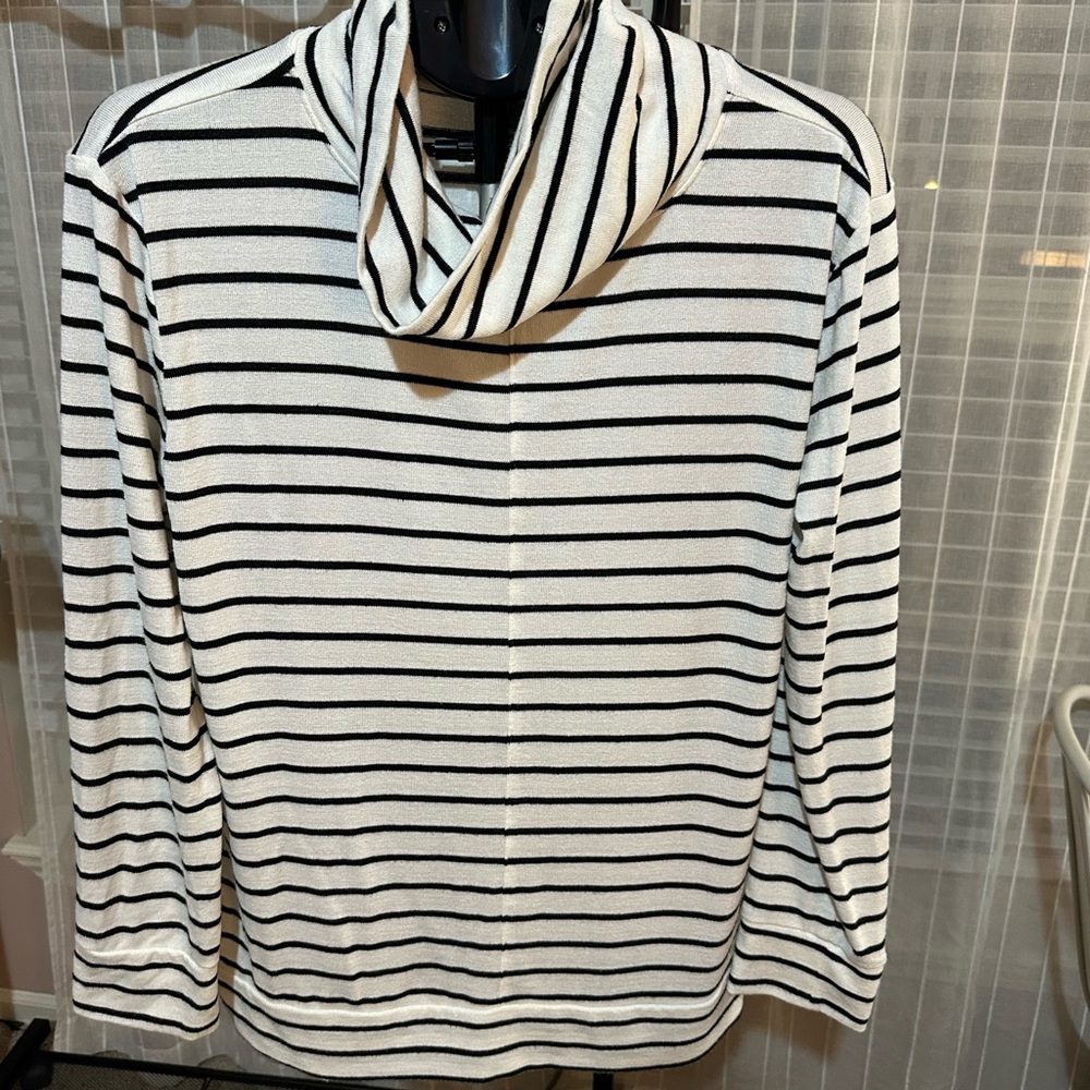 Striped Cowl Neck lightweight sweater tunic